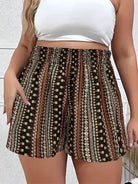 Plus Size Printed High Waist Shorts - Guy Christopher