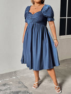 Plus Size Ruched Sweetheart Neck Dress - Guy Christopher
