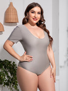 Plus Size Scoop Neck Short Sleeve One-Piece Swimsuit - Guy Christopher