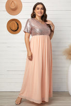Plus Size Sequined Spliced Maxi Dress - Guy Christopher