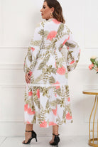 Plus Size Spliced Lace Surplice Balloon Sleeve Maxi Dress - Guy Christopher