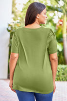 Plus Size Square Neck Puff Sleeve Tee - Guy Christopher