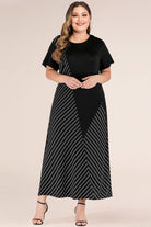 Plus Size Striped Color Block Tee Dress - Guy Christopher