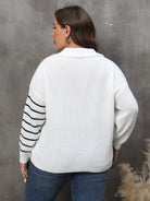 Plus Size Striped V-Neck Sweater - Guy Christopher