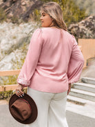 Plus Size Tie Neck Puff Sleeve Blouse - Guy Christopher