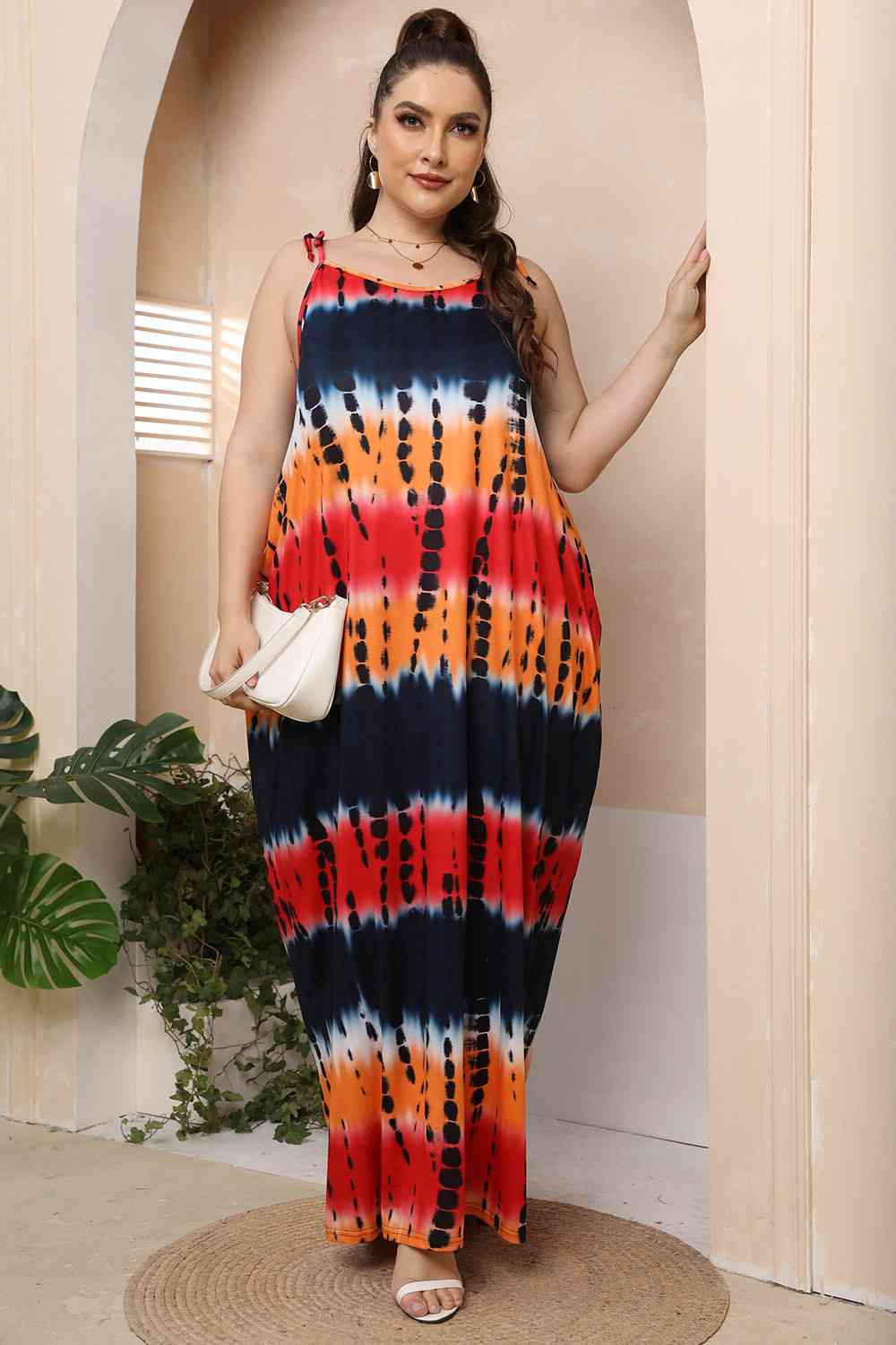 Plus Size Tie-Shoulder Maxi Dress - Guy Christopher