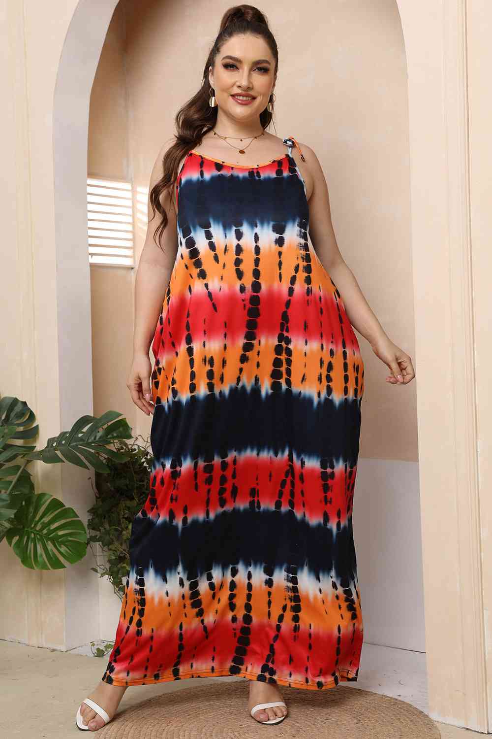 Plus Size Tie-Shoulder Maxi Dress - Guy Christopher