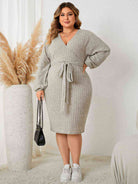 Plus Size Tie Waist Wrap Dress - Guy Christopher