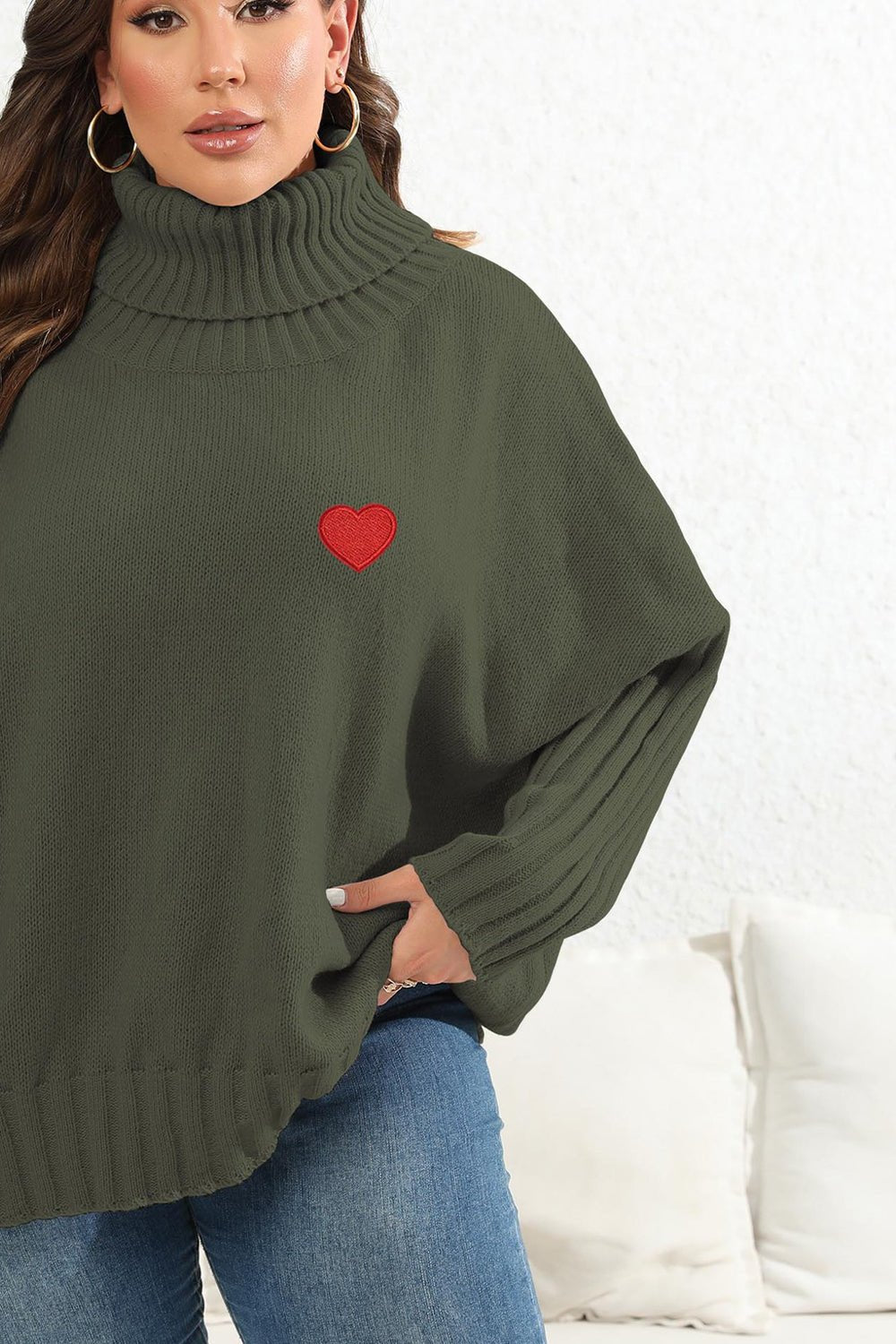 Plus Size Turtle Neck Long Sleeve Sweater - Guy Christopher