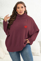 Plus Size Turtle Neck Long Sleeve Sweater - Guy Christopher