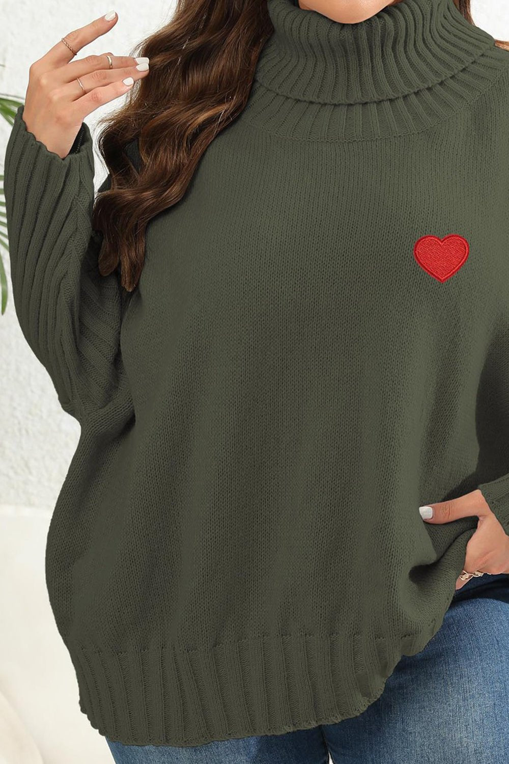 Plus Size Turtle Neck Long Sleeve Sweater - Guy Christopher