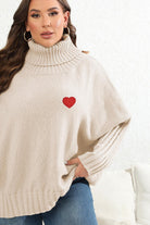 Plus Size Turtle Neck Long Sleeve Sweater - Guy Christopher