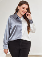 Plus Size Two-Tone Long Sleeve Shirt - Guy Christopher