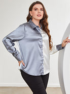 Plus Size Two-Tone Long Sleeve Shirt - Guy Christopher