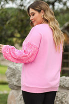 Plus Size XOXO Sequin Round Neck Sweatshirt - Guy Christopher