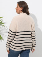 Plus Size Zip-Up Striped Sweater - Guy Christopher