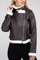 Plush Teddy Trimmed PU Jacket - Guy Christopher