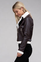 Plush Teddy Trimmed PU Jacket - Guy Christopher