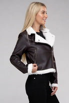 Plush Teddy Trimmed PU Jacket - Guy Christopher