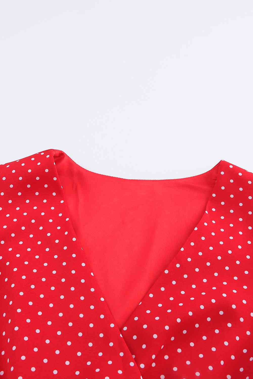 Polka Dot Surplice Neck Tie Waist Dress - Guy Christopher