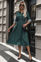 Polka Dot Tied Button Up Dress - Guy Christopher