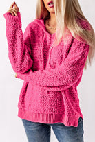 Popcorn Knit Slit Hooded Sweater - Guy Christopher
