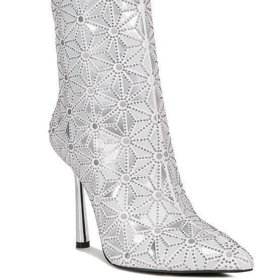 Precious Mirror Embellished High Ankle Boots - Guy Christopher