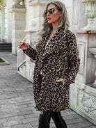 Printed Collared Longline Coat with Pockets - Guy Christopher