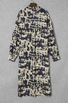 Printed Collared Neck Shirt Dress - Guy Christopher