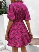 Printed Drawstring Waist Flutter Sleeve Dress - Guy Christopher