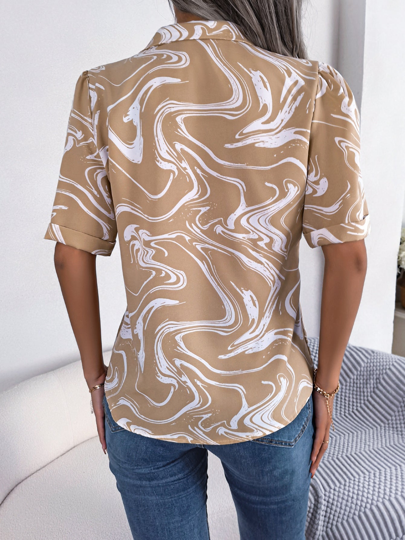 Printed Lapel Collar Shirt - Guy Christopher