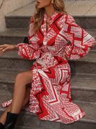 Printed Long Sleeve Midi Dress - Guy Christopher