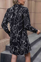 Printed Long Sleeve Shirt Dress - Guy Christopher