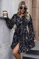 Printed Long Sleeve Shirt Dress - Guy Christopher