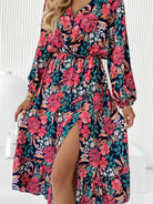 Printed Long Sleeve Slit Dress - Guy Christopher