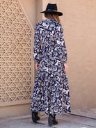 Printed Notched Neck Maxi Dress - Guy Christopher