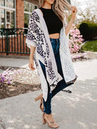 Printed Open Front Slit Cardigan - Guy Christopher