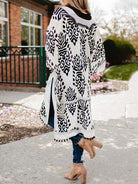 Printed Open Front Slit Cardigan - Guy Christopher