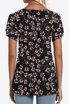 Printed Petal Sleeve V-Neck Blouse - Guy Christopher