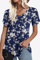 Printed Petal Sleeve V-Neck Blouse - Guy Christopher