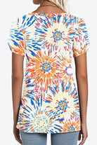 Printed Petal Sleeve V-Neck Blouse - Guy Christopher