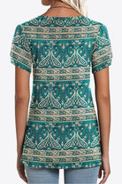 Printed Petal Sleeve V-Neck Blouse - Guy Christopher