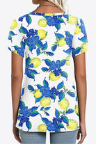 Printed Petal Sleeve V-Neck Blouse - Guy Christopher