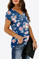 Printed Petal Sleeve V-Neck Blouse - Guy Christopher