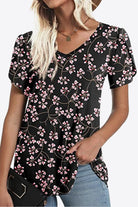 Printed Petal Sleeve V-Neck Blouse - Guy Christopher