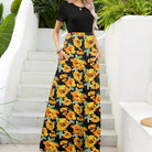 Printed Round Neck Short Sleeve Maxi Dress - Guy Christopher