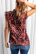 Printed Ruffle Shoulder Blouse - Guy Christopher