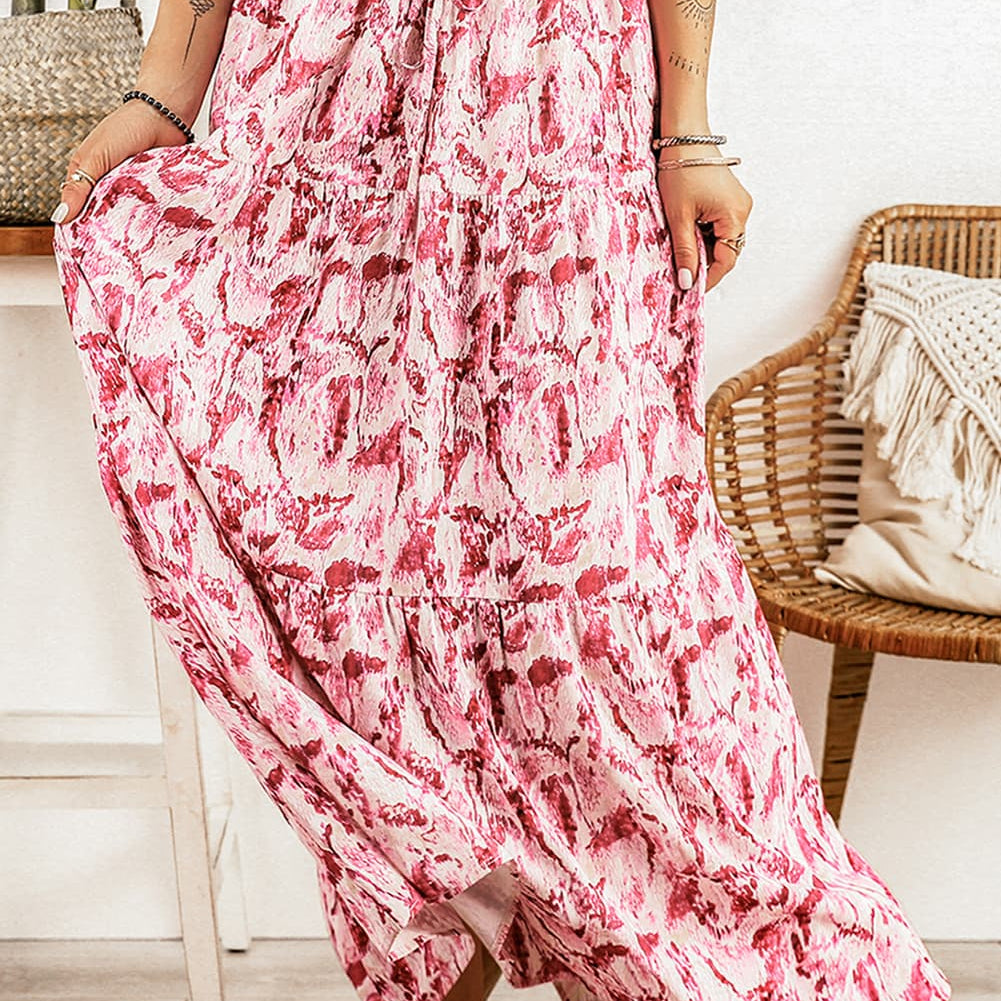 Printed Smocked Waist Maxi Skirt - Guy Christopher