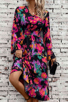 Printed Smocked Waist Midi Dress - Guy Christopher