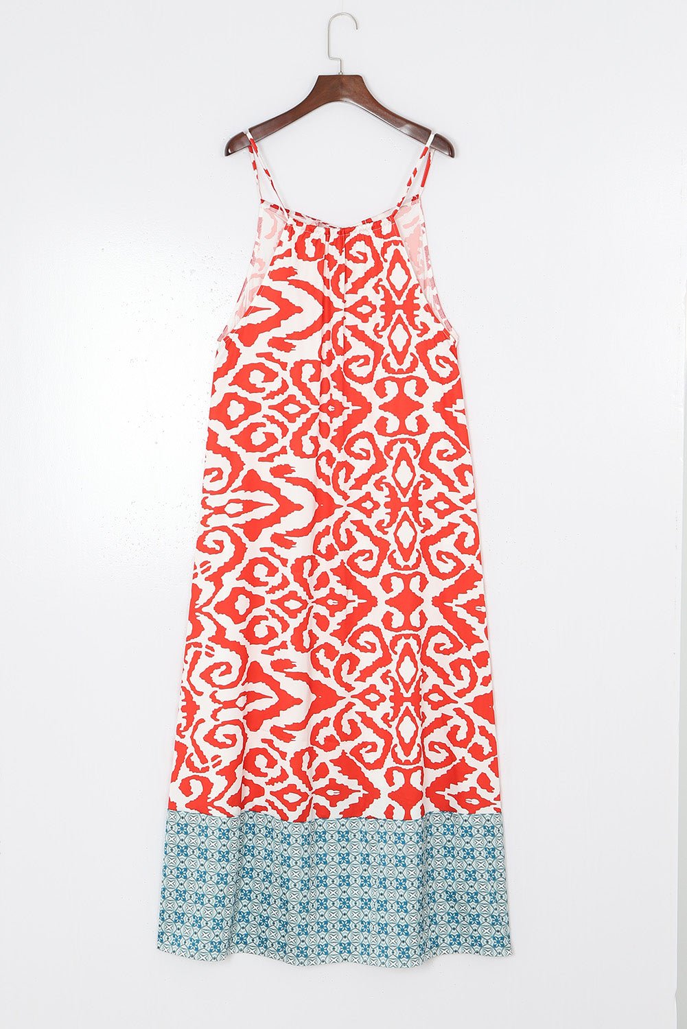 Printed Spaghetti Strap Straight Neck Dress - Guy Christopher